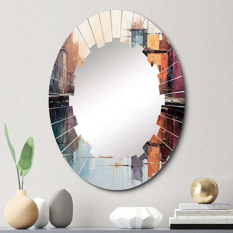 Zarazoga - Miroir mural abstrait ovale, 30 po x 20 po