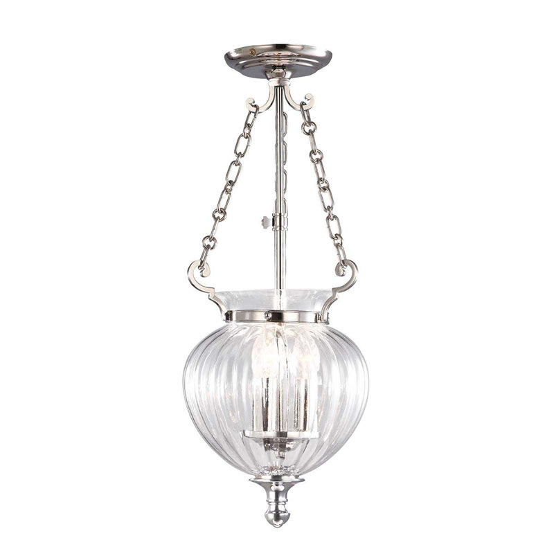 Duluth 3 - Light Urn Pendant, Polished Nickel, 39 cm H x 39 cm W x 28cm D