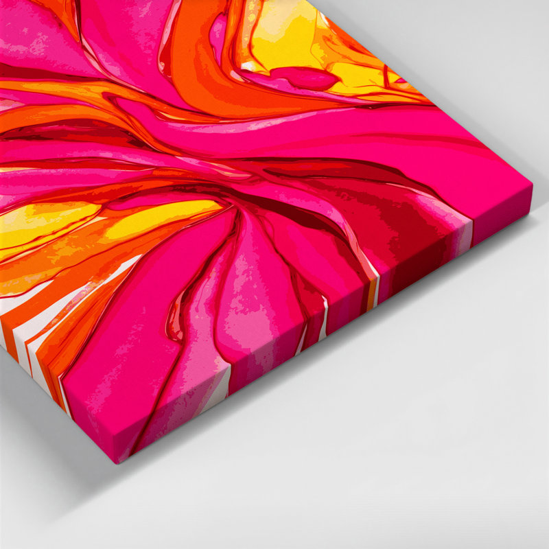 "Watercolor Abstract 52", art mural sur toile rose, H 16 po x l 20 po
