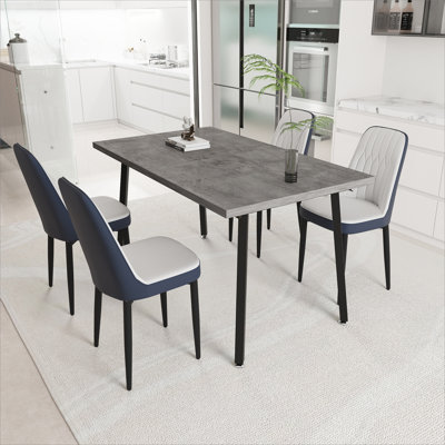 Table de salle à manger rectangulaire extensible de 55,12 à 70,87 po pouvant accueillir de 4 à 6 personnes, équipée de 4 chaises de salle à manger rembourrées en polyuréthane épais