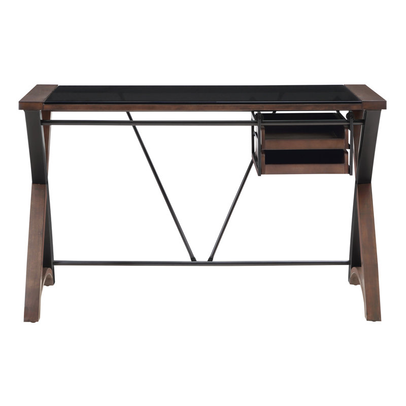 48" Glass-Top Desk with Sliding Storage Tray