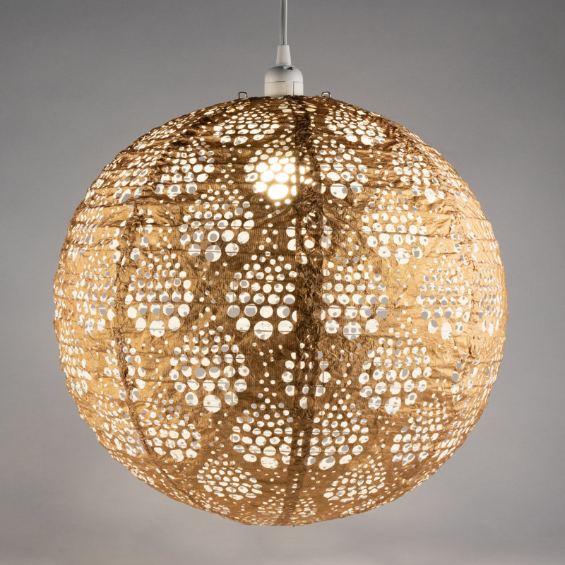 Bronze 18'' Dewdrop Patterned Globe Pendant Lamp