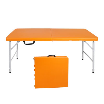 Table pliante portative orange de 4 pi pour une utilisation intérieure et extérieure
