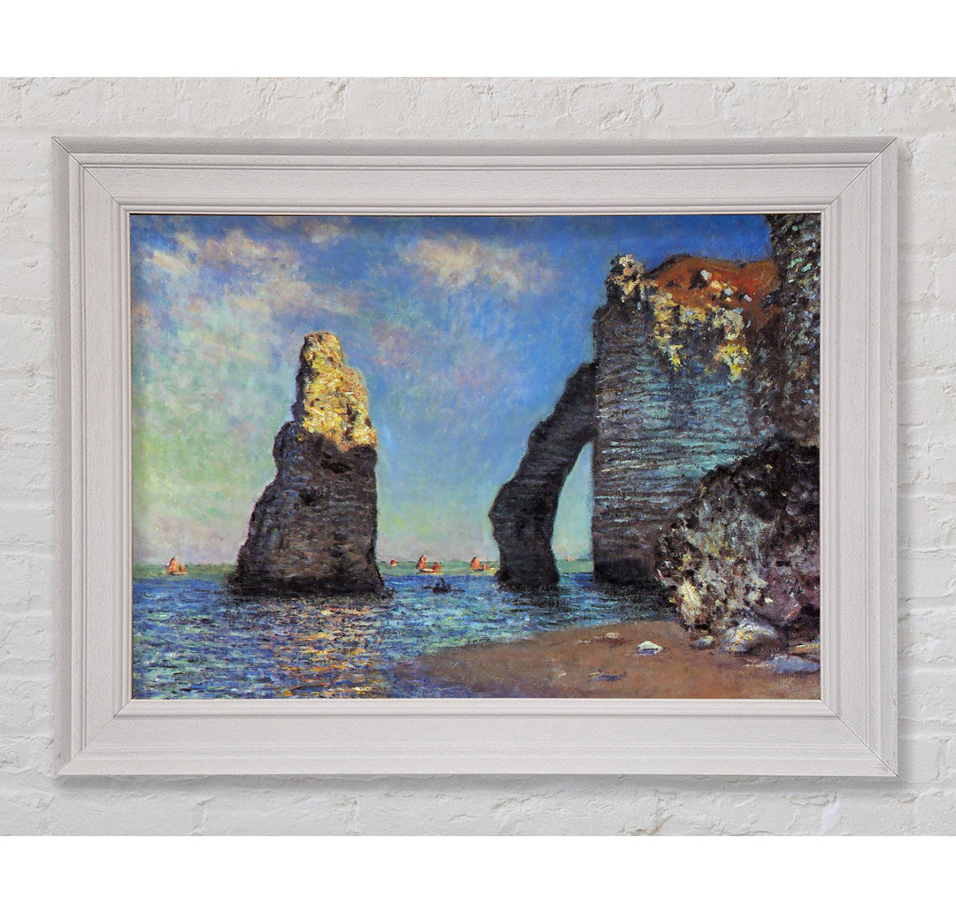 Gerahmtes Leinwandbild The Rocky Cliffs Of Etretat von Claude Monet