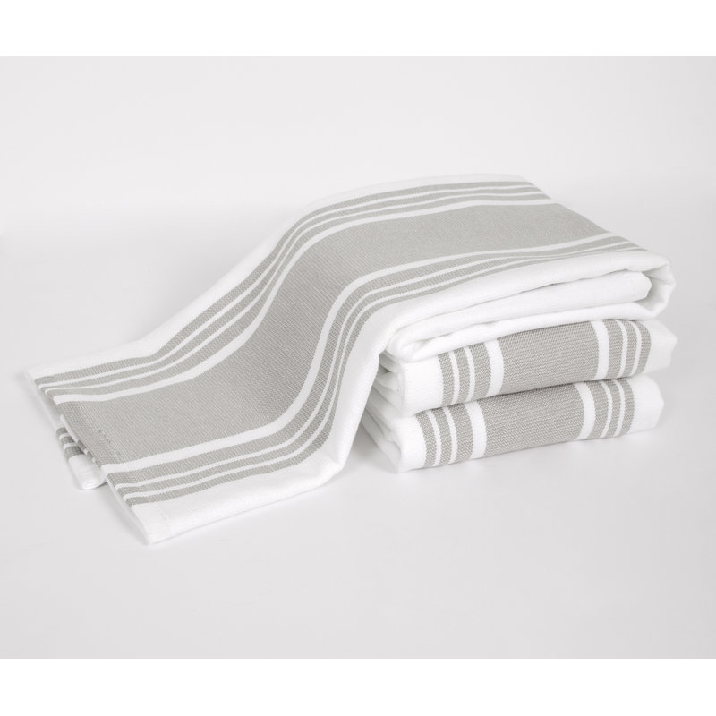 Dual Striped Tea Towel, Titanium