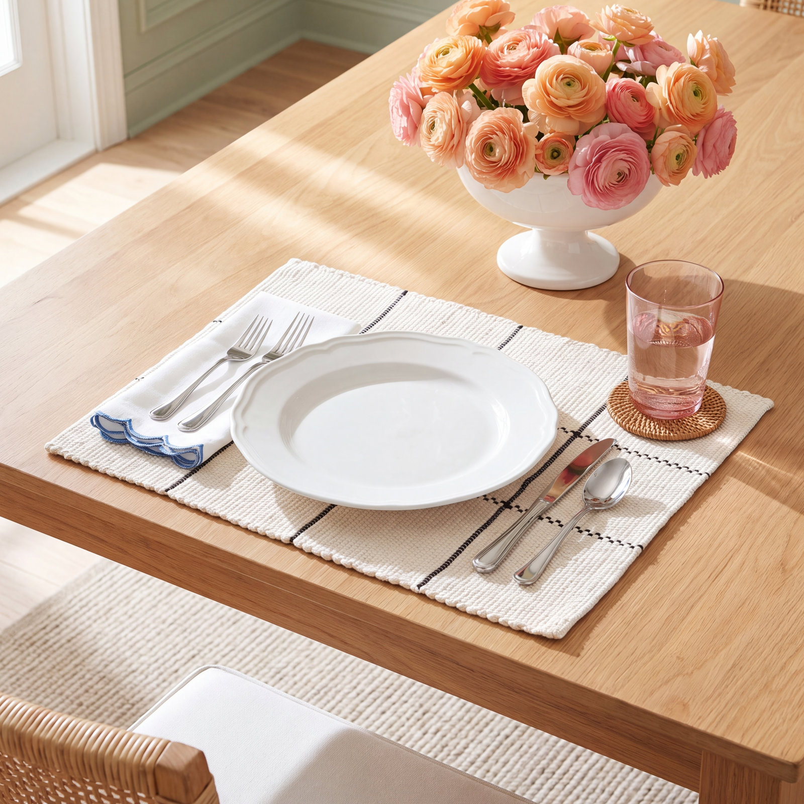 Joana Reversible Placemat, White/Black