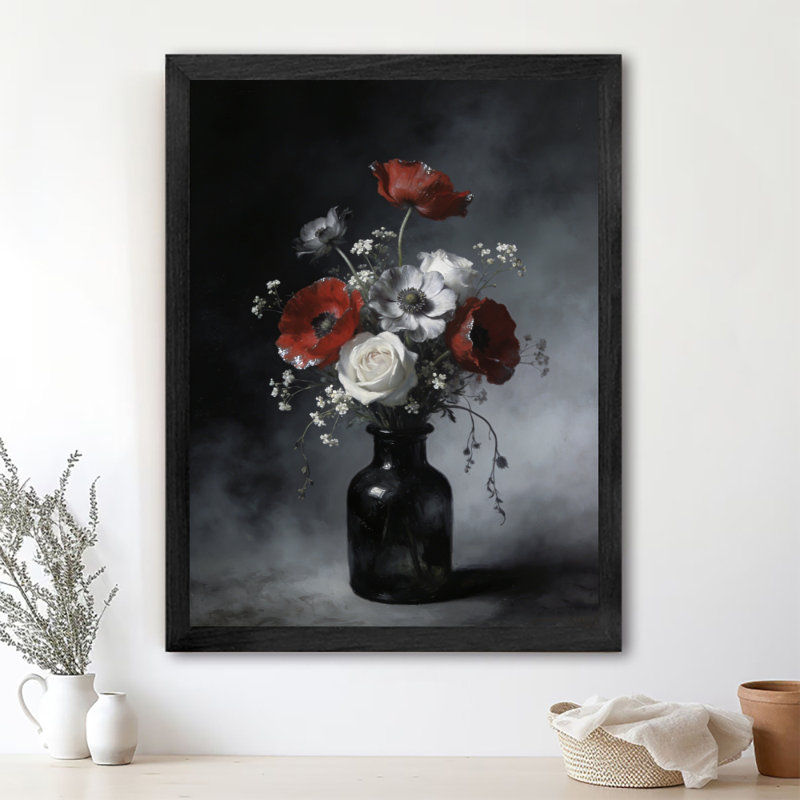 Art mural rétro noir avec bouteille de verre artistique, H 11 po x l 9 po