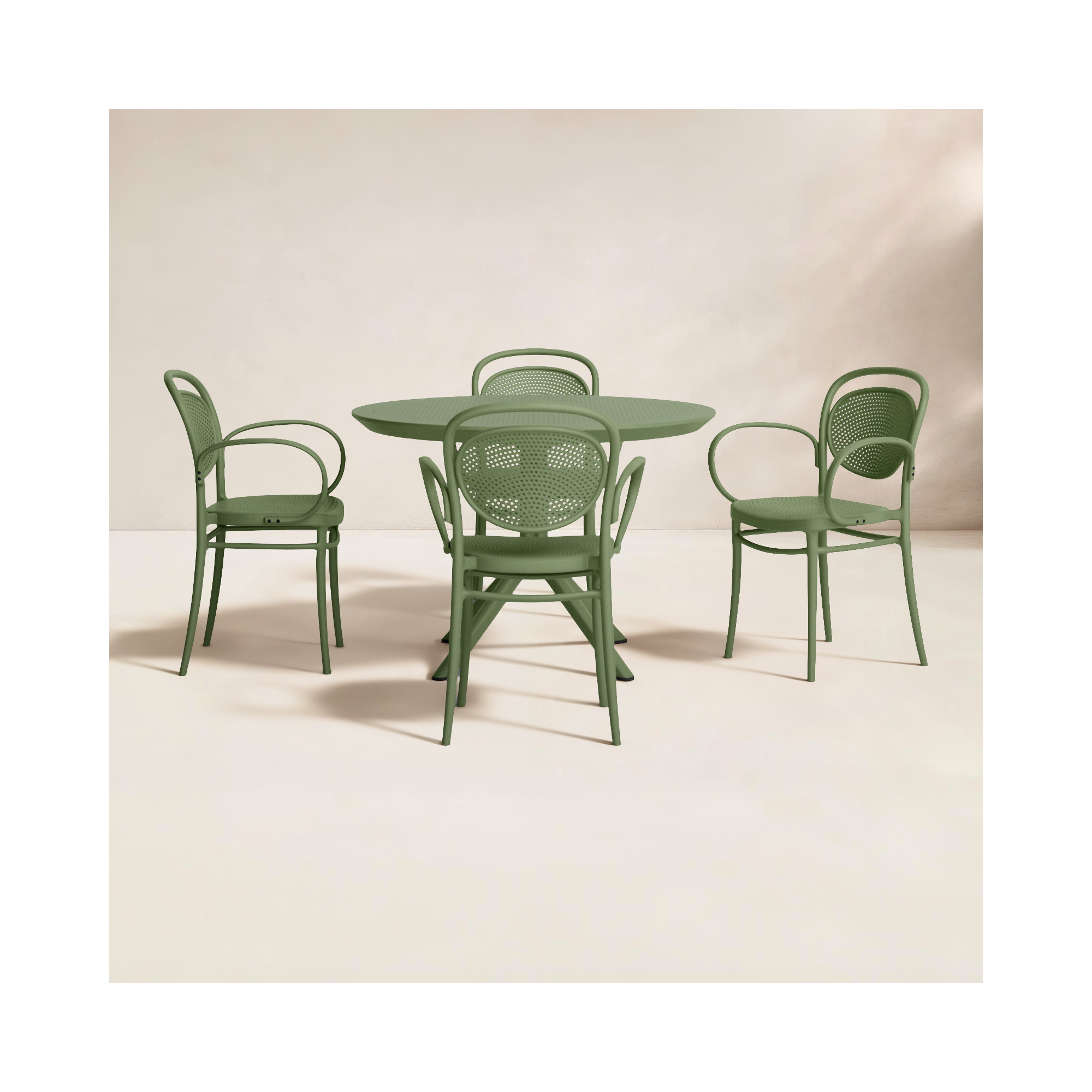 Farrah Marcel Armchair 5 Person Dining Set, Olive Green