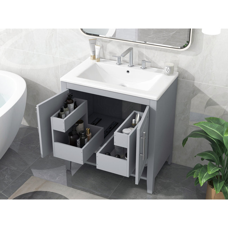 30.00'' Single Bathroom Vanity with Ceramic Top