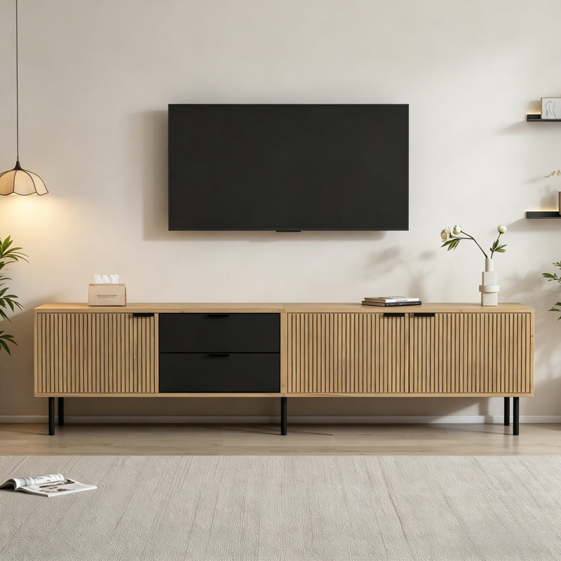 Unfinished TV Stand for TVs up to 85" with Fireplace Included