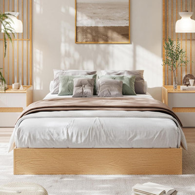 California King Size Platform Bed Frame with Wood Slats, No Box Spring Needed, Easy Assembly Wooden Bed Frame