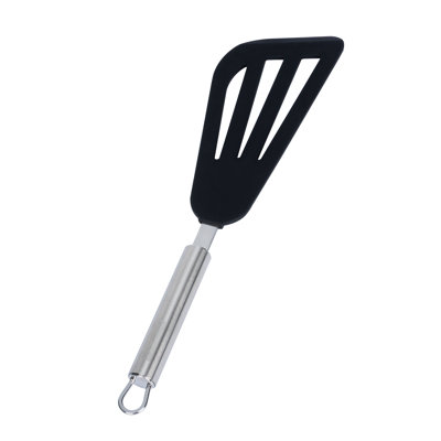 Restaurantware Silicone Slotted Fish Turner - German Standard Spatula with Stainless Steel Handle, Non-Stick Safe - Heat-Resistant Cooking Turner for Eggs, Chicken, Pancakes