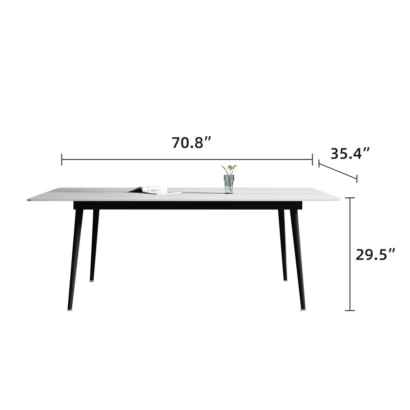 Demi-Mae 70.8'' Dining Table for 4 to 8 - High Hardness,Smudge Resistance,Fireproof,High Temperature Resistance - New Sintered Stone Material Rectangle Dining Table