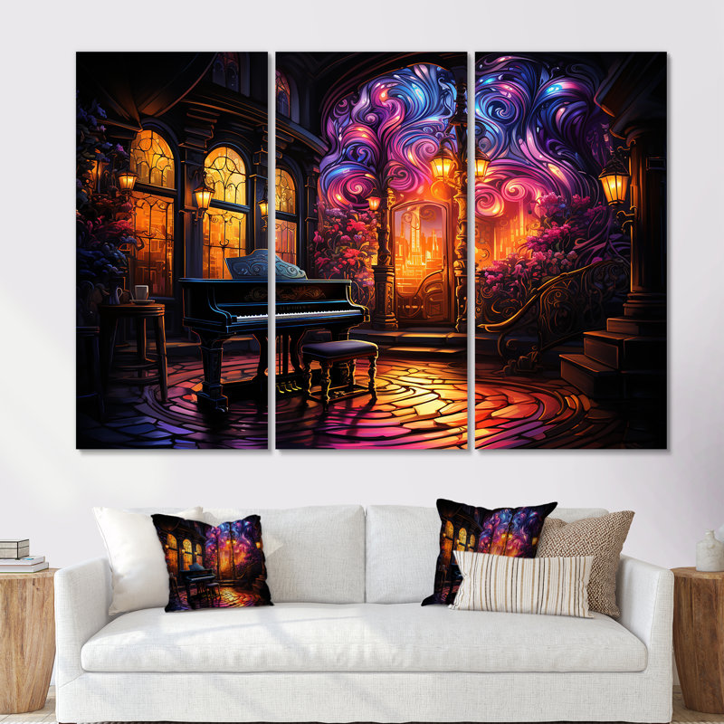 Gothic Piano Church Melody - Piano, art mural, H 28 po x l 36 po x P 1 po, Toile tendue