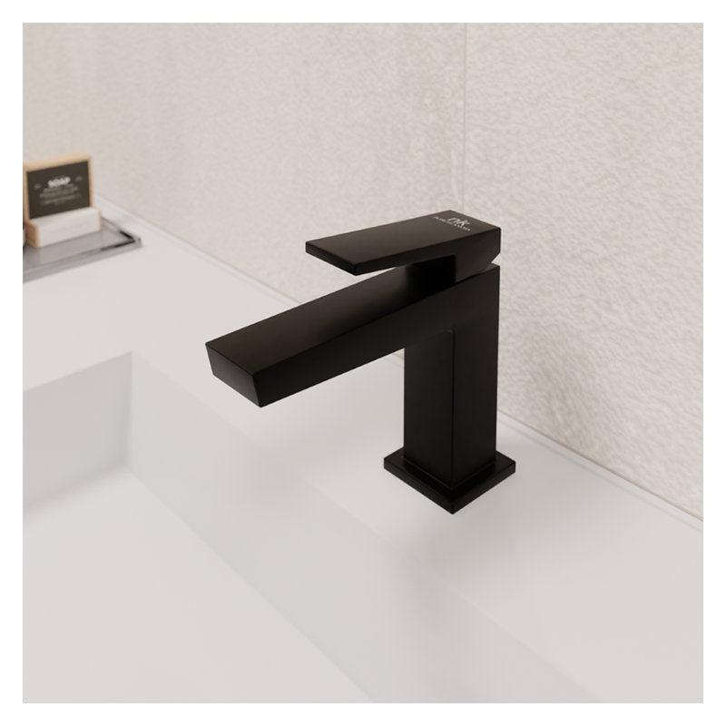 Square Single Control Lavatory Faucet, Black
