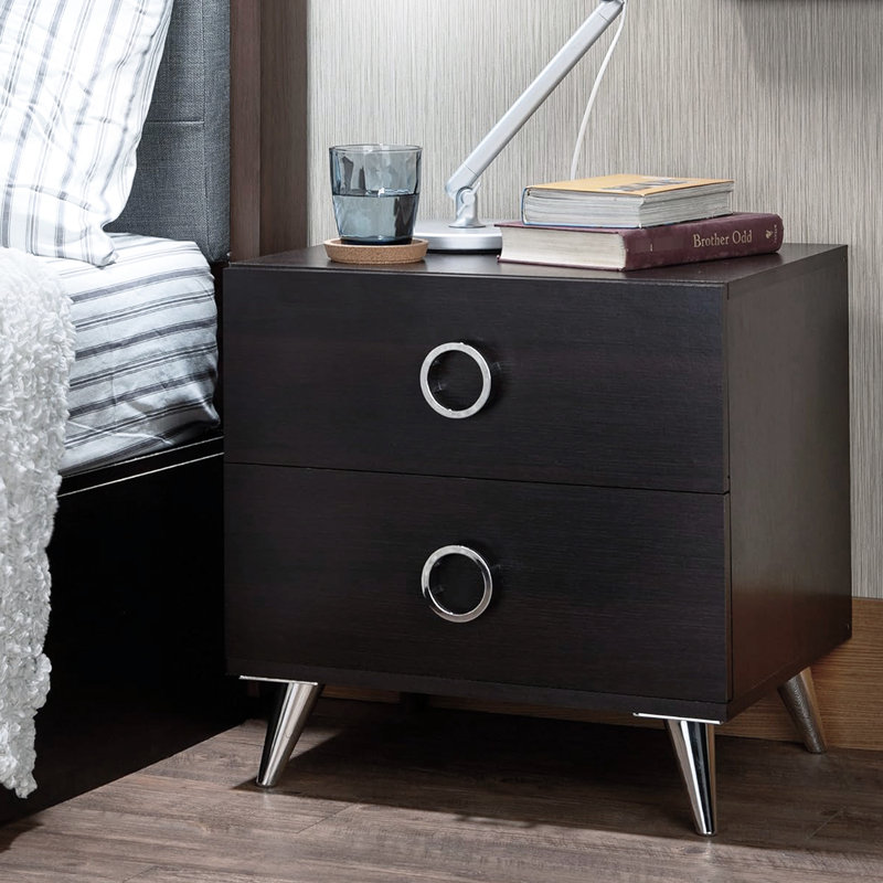 Table de chevet rectangulaire avec 2 tiroirs et pieds en plastique