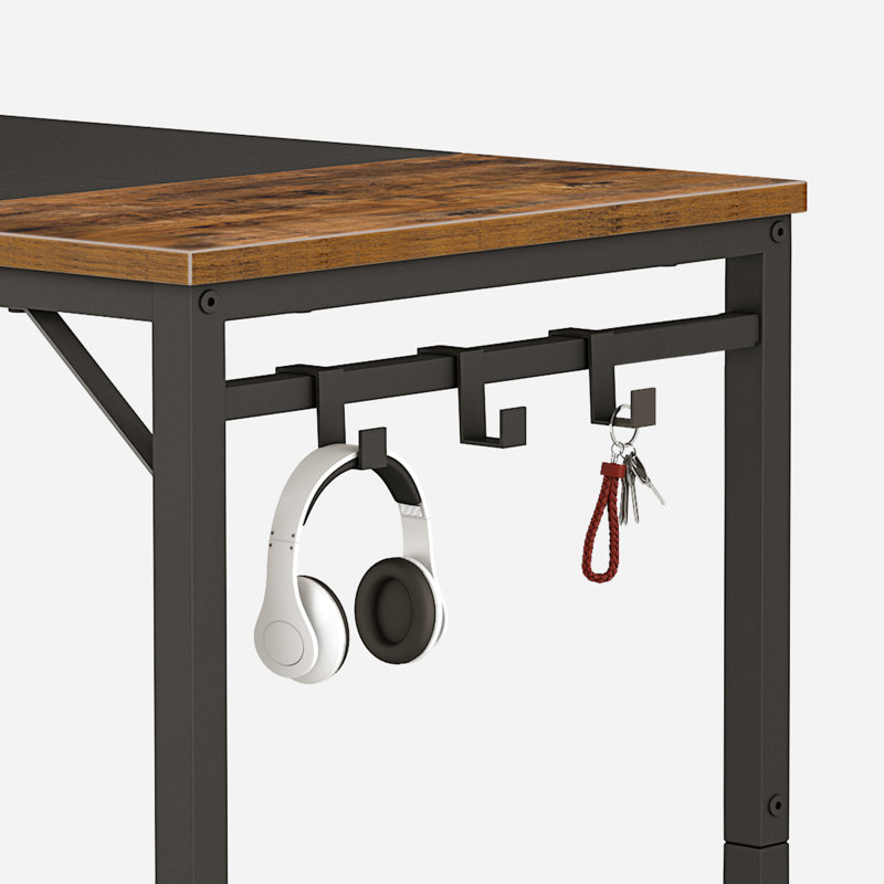 Metal Base Computer Desk with Power Outlet