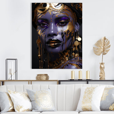 Mauve et or femme africaine élégance IV - art mural femme afro-américaine