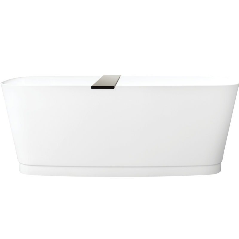 Straight 58.94'' L Soaking Bathtub, White True High Gloss, Polish Chrome