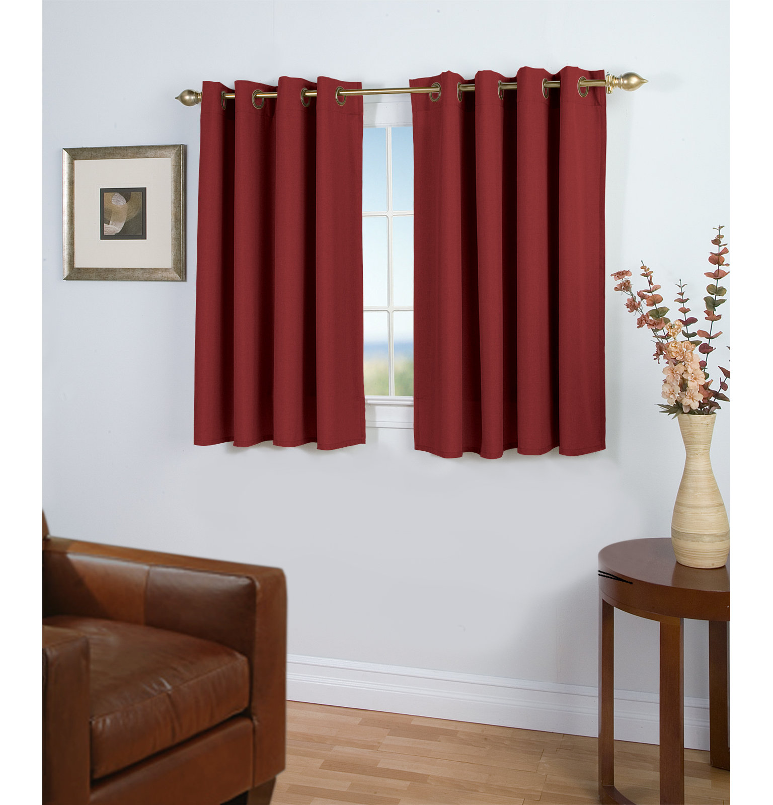 Lakeland Room Darkening Short Curtain Panel, Pomegranate, 56" W x 45" L
