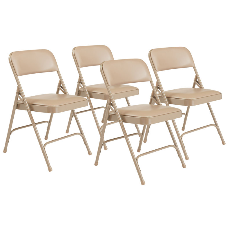 Chaise pliante en vinyle Symple Stuff Humbert, Beige / Beige