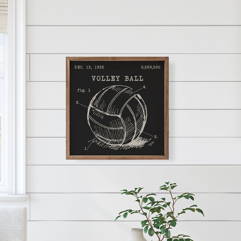 Volleyball verni noir, H 4 po x l 4 po