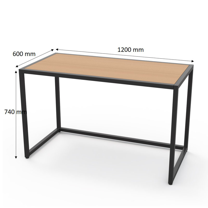 Brooklon Metal Base Writing Desk, Black, Beech