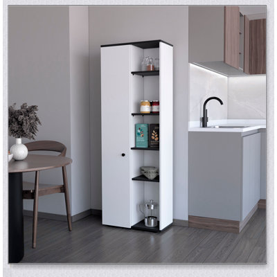 White 1-Door Multistorage Kitchen Pantry With Five Fixed Shelves For Organized And Stylish Storage