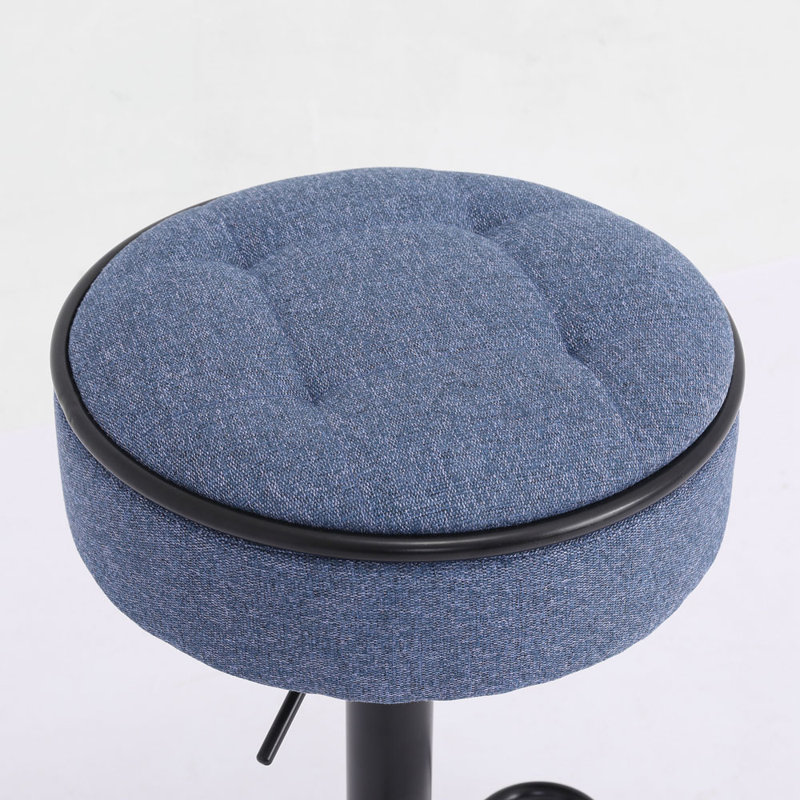 Hosteen Round Storage Bar Stool Set of 2, Blue