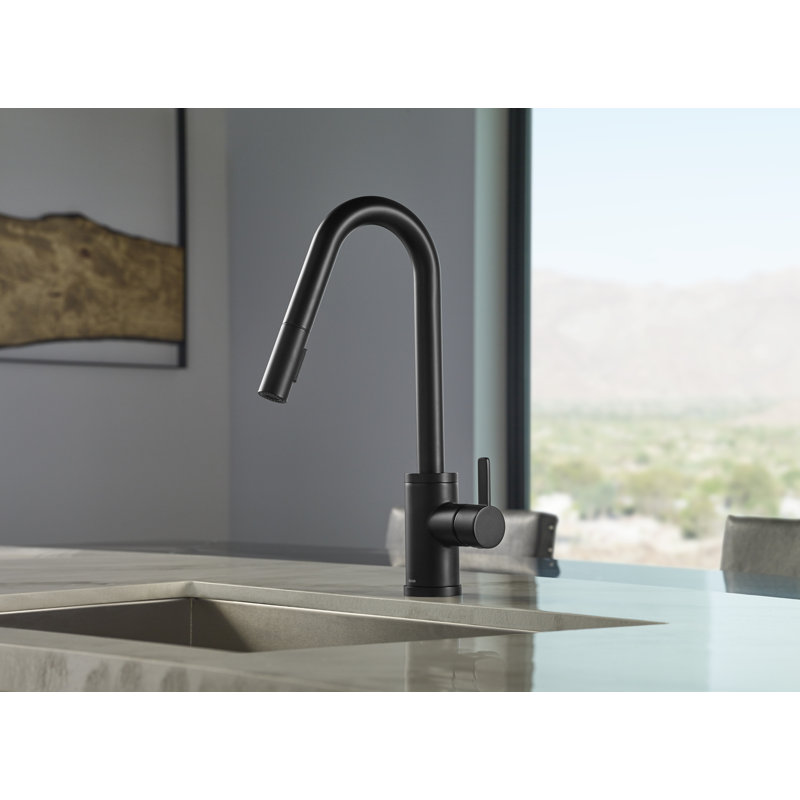 Amalfi Pull Down Single Handle Kitchen Faucet, Satin Black
