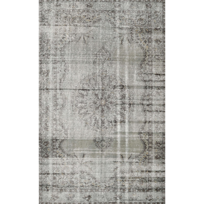 Tapis de zone gris en laine touffeté à la main Jase