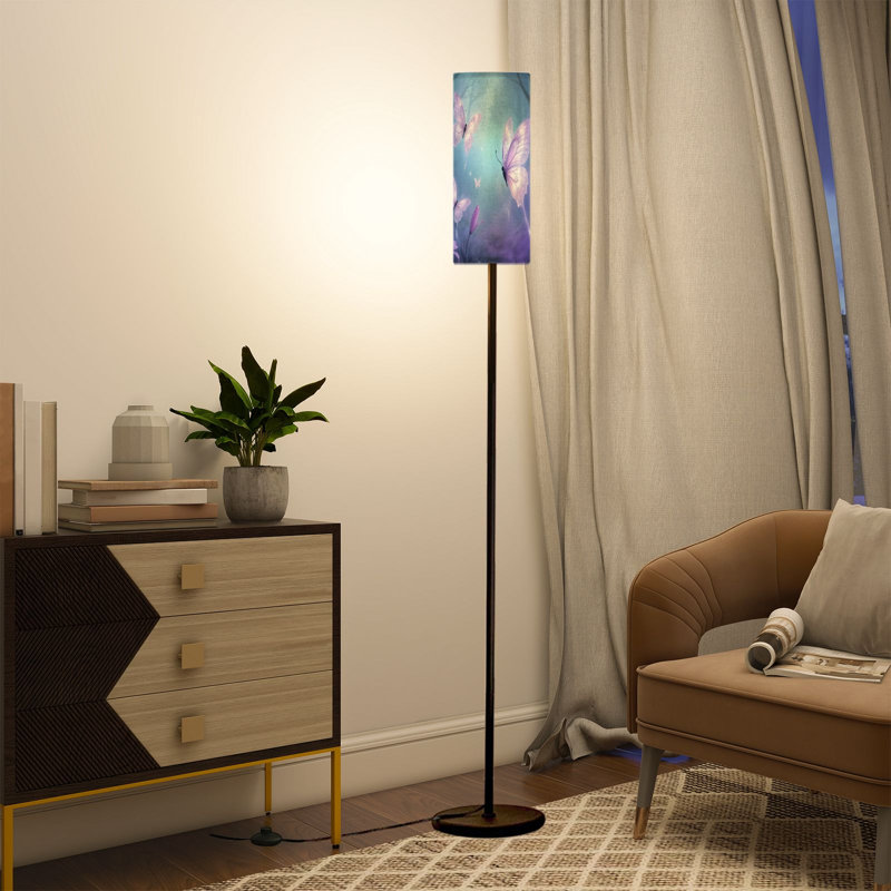 Lampe sur pied avec lavande onirique et papillons