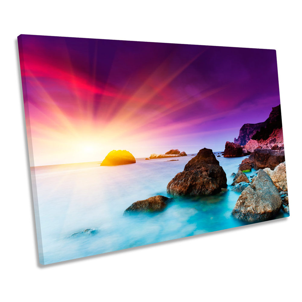 Sunset Seascape Beach Scene - Wrapped Canvas Art Prints