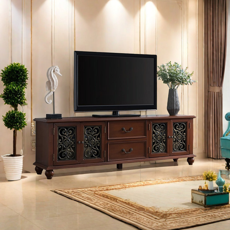 Mediterranean Style TV Stand, 70.86", Brown