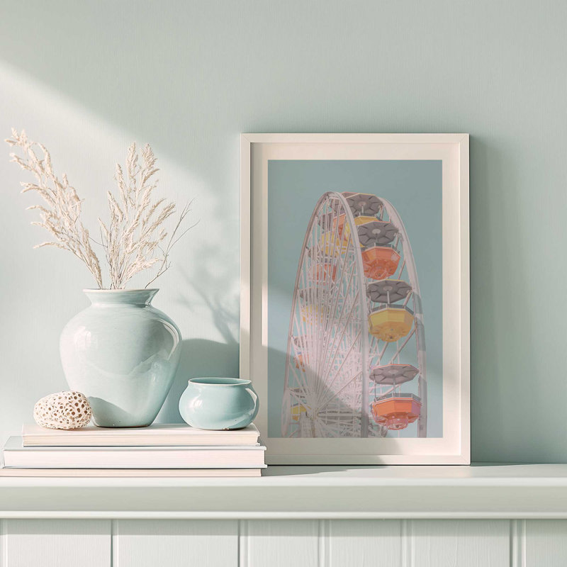 «Pastel Carnival Ride», reproduction d'art, Cadre de coin ouvert en zinc patiné, H 15,25 po x l 12,25 po