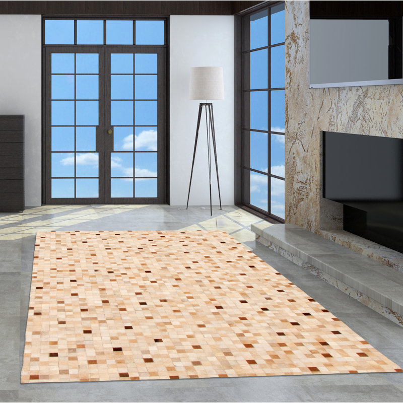 Tapis beige en peau de vache Hawarth