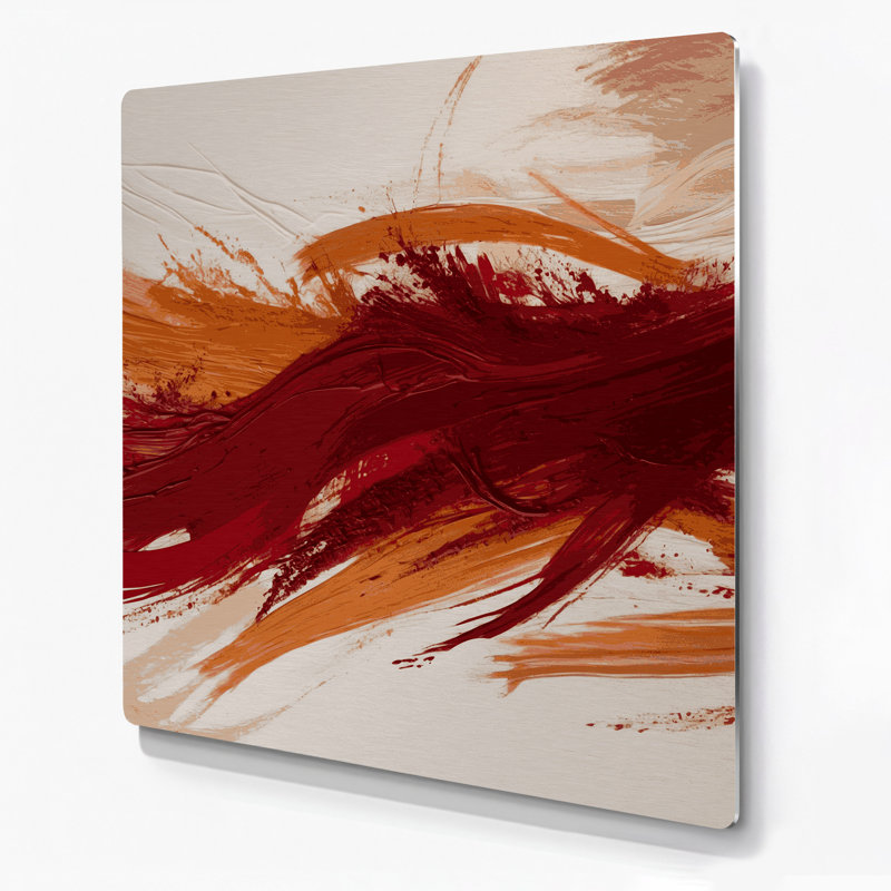 «Lyrical Abstraction 4», art mural en métal beige, H 12 po x l 12 po