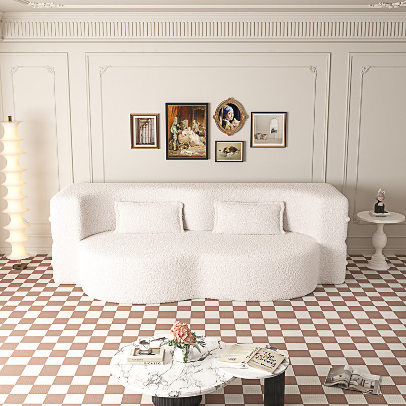 Canapé-lit moderne avec 2 coussins, canapé-lit en mousse, Beige