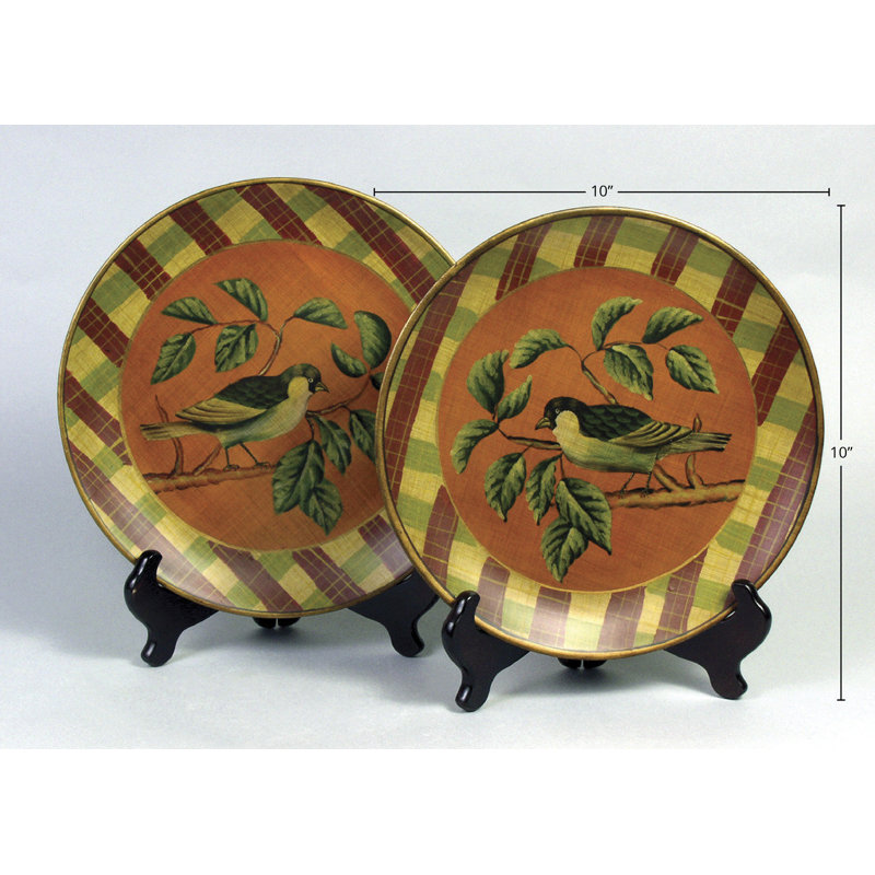 Ensemble d'assiettes d'oiseaux avec supports
