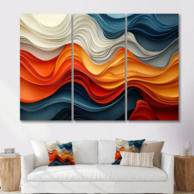 Orange And Blue Biomorphism Organic Forms III - Biomorphism Wall Decor Set