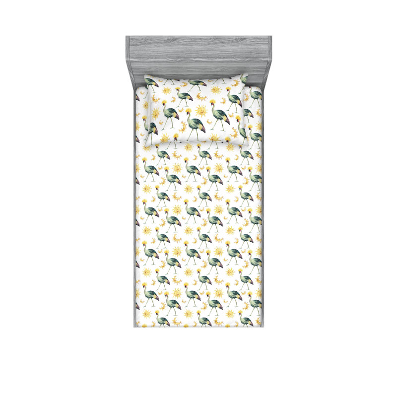 Ensemble de draps et taies décoratives Ambesonne Boho Sun and Moon Print Pale Earth Yellow Ivory
