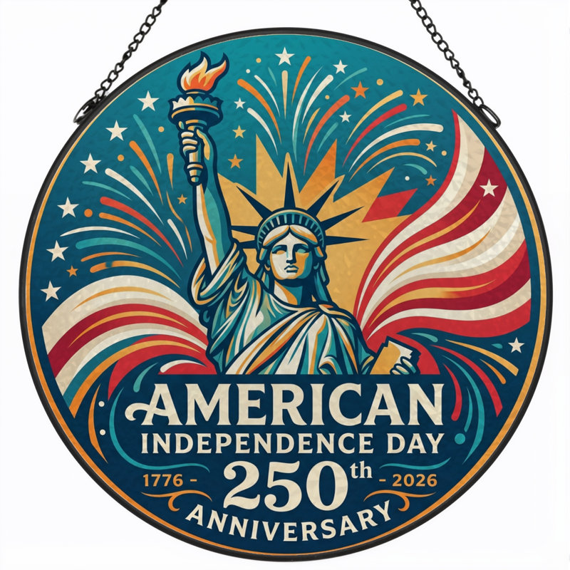 Vitrail Statue Liberty USA 250th Anniversary, H 12 po