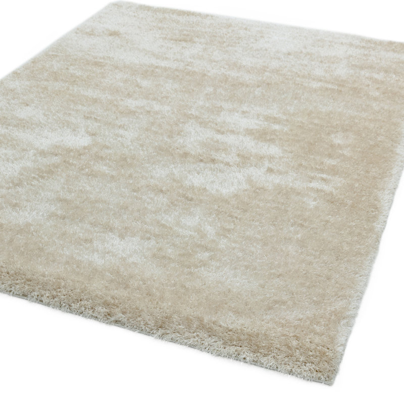Natonia Shiny Shaggy Beige Area Rug, Rectangle 120 x 170cm