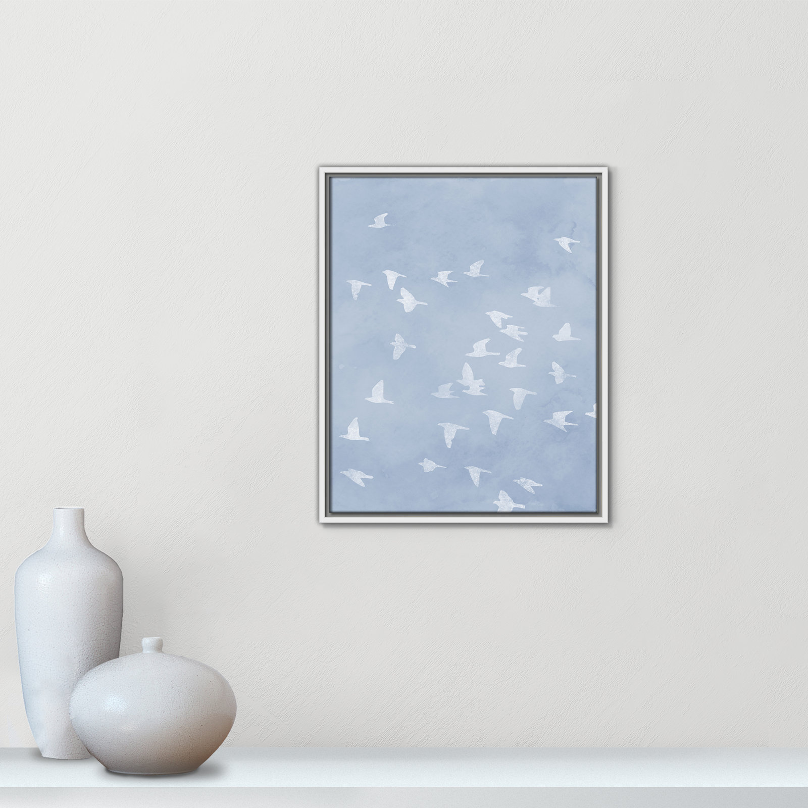 Flying Friends Print by Marcus Prime, White Floater, 17.5'' W x 21.5'' H