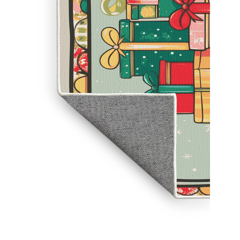 Tapis de vacances d'hiver de Noël lavable The Holiday Aisle®, Rectangulaire 2 pi x 3 pi