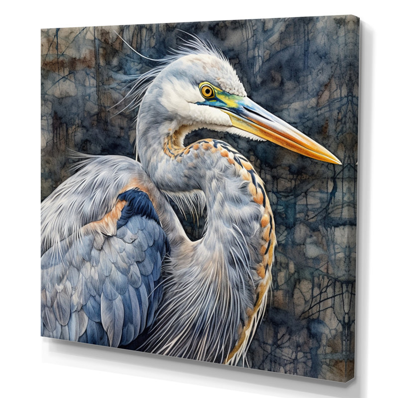 Heron Waterbird I - Heron, art mural, H 36 po x l 36 po x P 1,5 po, Toile tendue