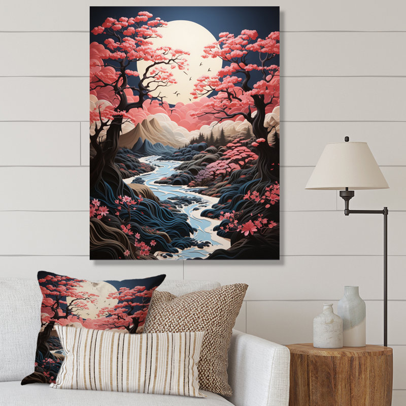 «Pink Forest Eernal Resilience Papercut», art mural sur toile, H 40 po x l 30 po x P 1,5 po, Toile tendue