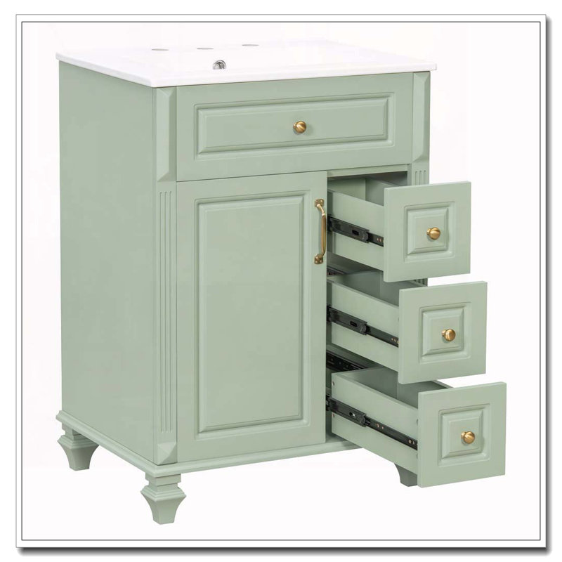 Meuble-lavabo 24 po avec lavabo, Vert