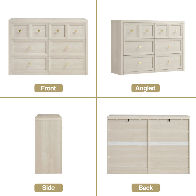 6 Drawers Dresser Cabinet Set of 2, White
