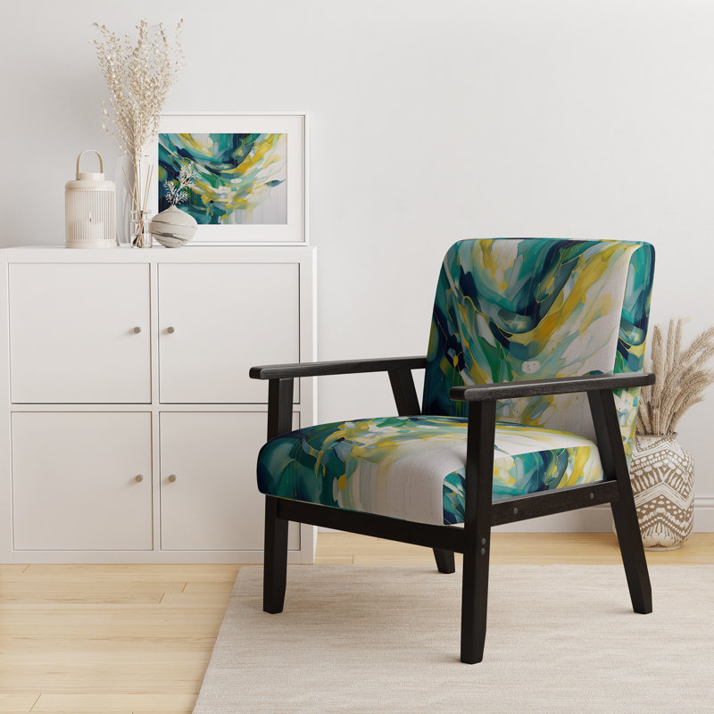 Chaise rembourrée moderne jaune et turquoise en complexe I